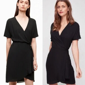 Aritzia Babaton Wallace Wrap Dress M Black Chiffon Surplice V-Neck Lined